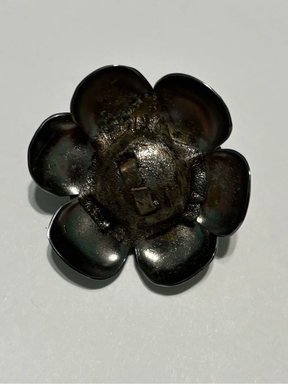 Authentic Chanel Pewter Color Camellia CC Logo Flower Piece to Headband